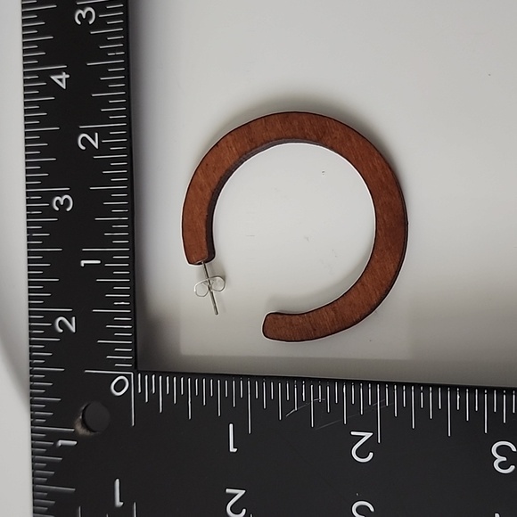 BOHO WOOD Hoop  Earrings - Picture 3 of 3